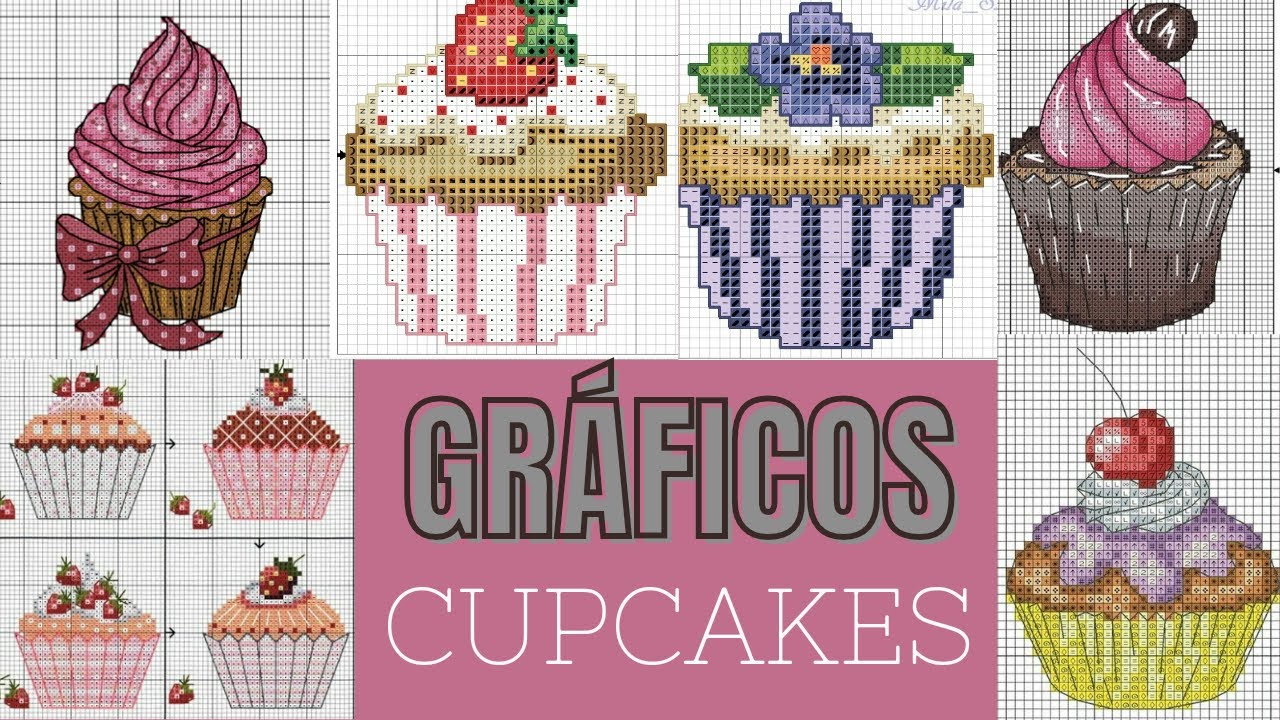 PONTO CRUZ🪡🧵:GRÁFICOS CUPCAKES#bordado #graficos #pontocruz