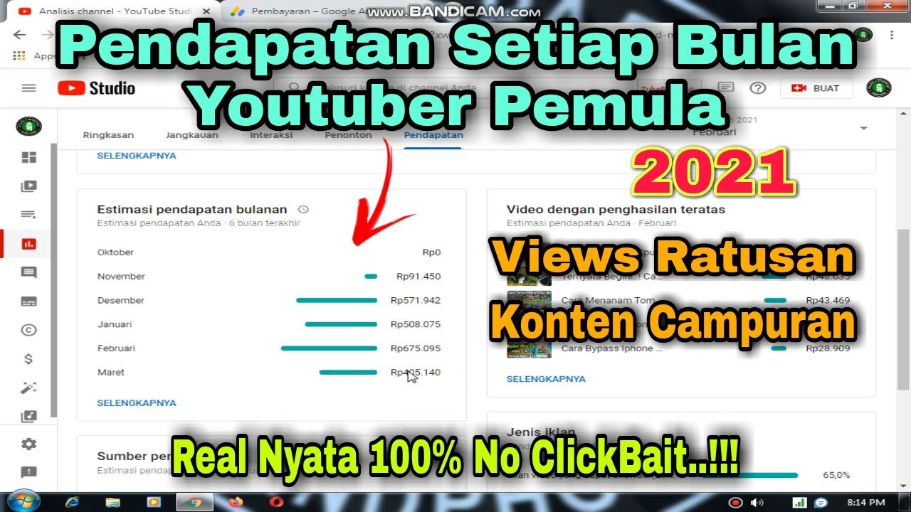 Segini Pendapatan Saya Setiap Bulan Di Youtube || Gaji Youtuber Pemula Terbaru