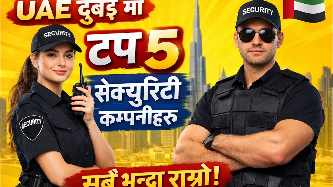 युएई (दुबई) मा टप 5 सेक्युरिटी कम्पनी। राम्रो सेवा सुबिधा छ Top 5 good security company in Uae dubai