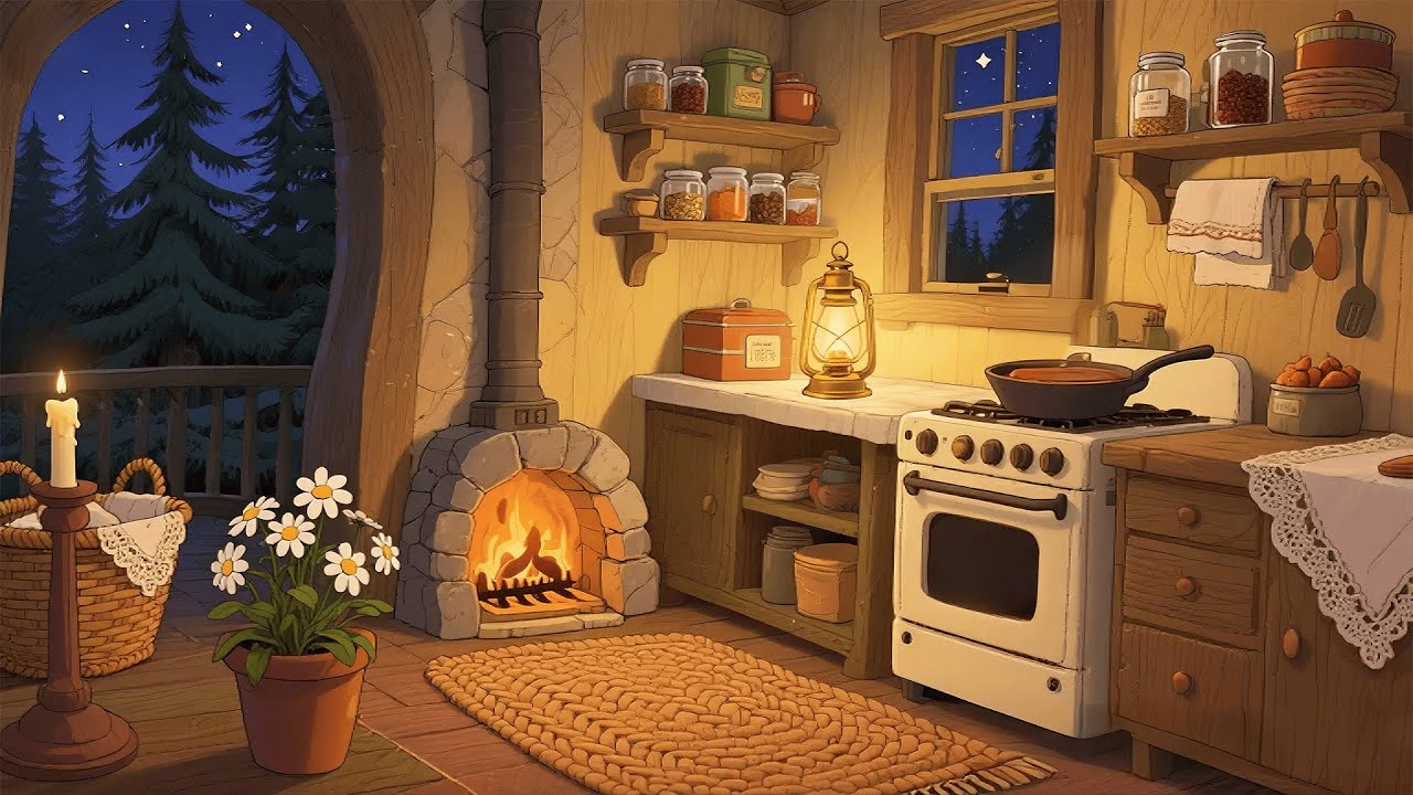 Rain Outside, Comfort Inside: A 1930s Kitchen with Soft Oldies and Home-cooked Meals 🌧️🍴