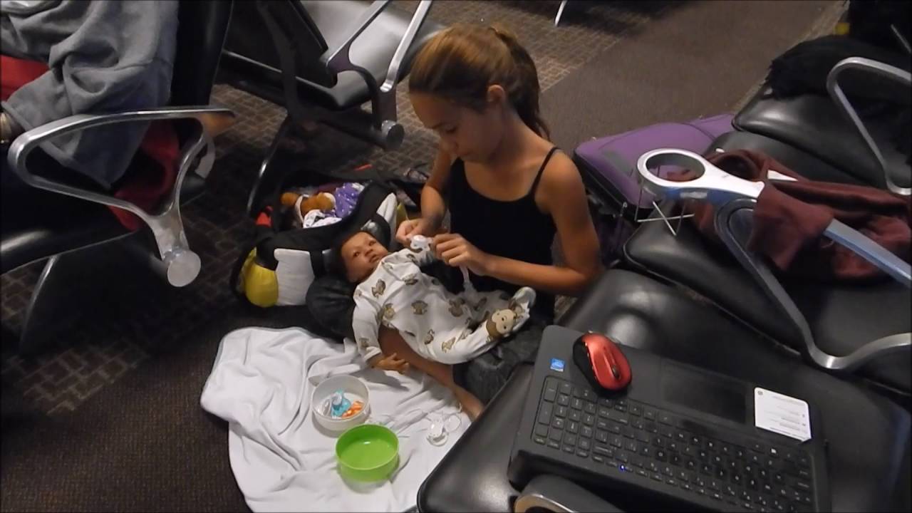 Changing Reborn Baby Tyler at Salt Lake City Airport Before Boarding Plane From 2016 Rose Doll Show
