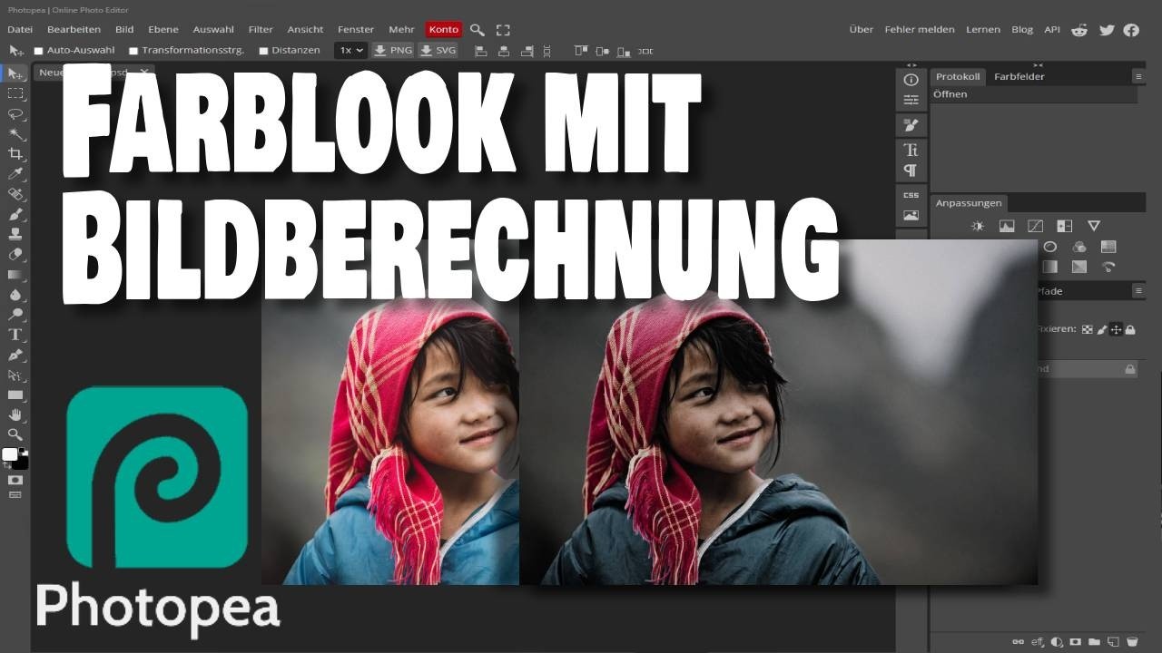 Photopea - Bildlook mit der Bildberechnung