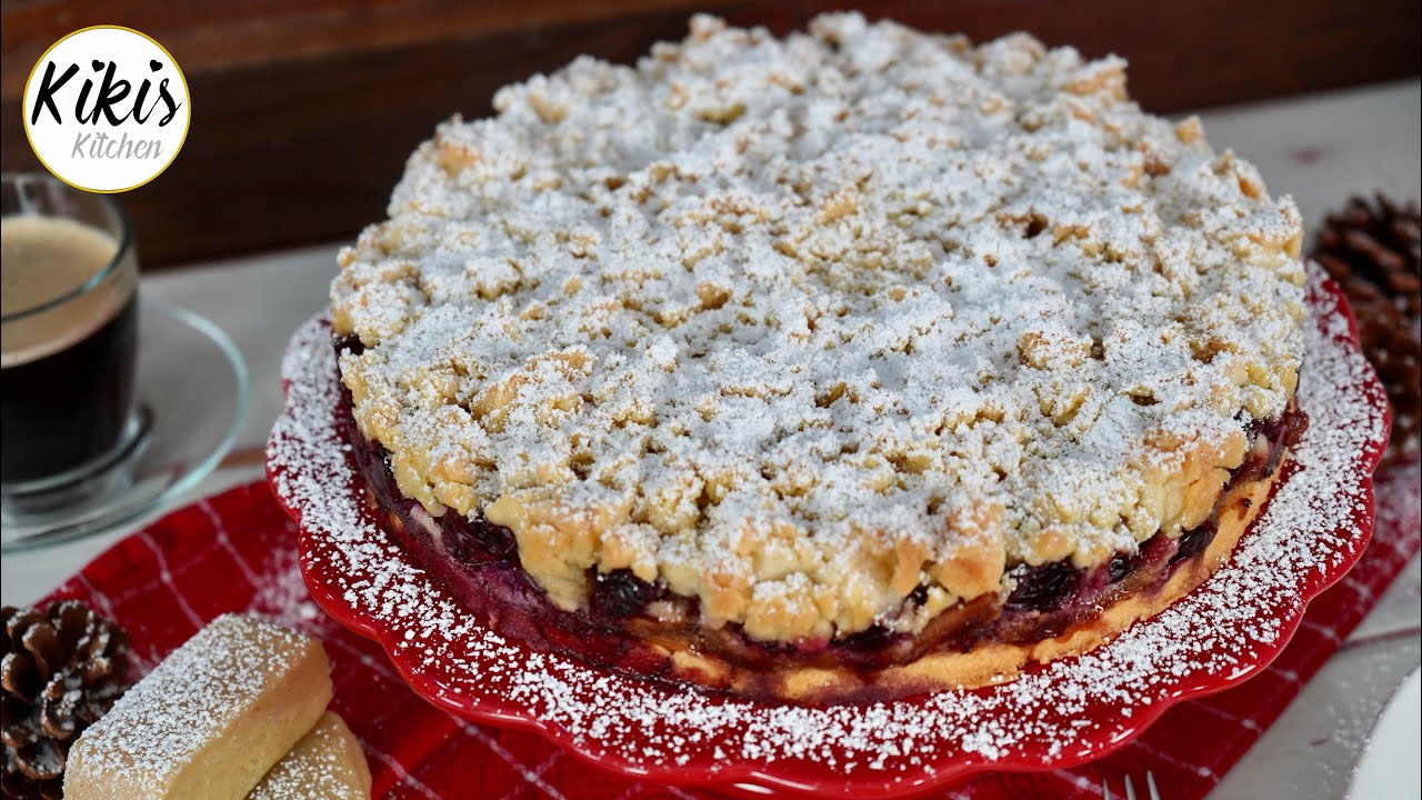 Ruckzuck Streuselkuchen mit Kirschen und Marzipan / Einfacher Streuselkuchen