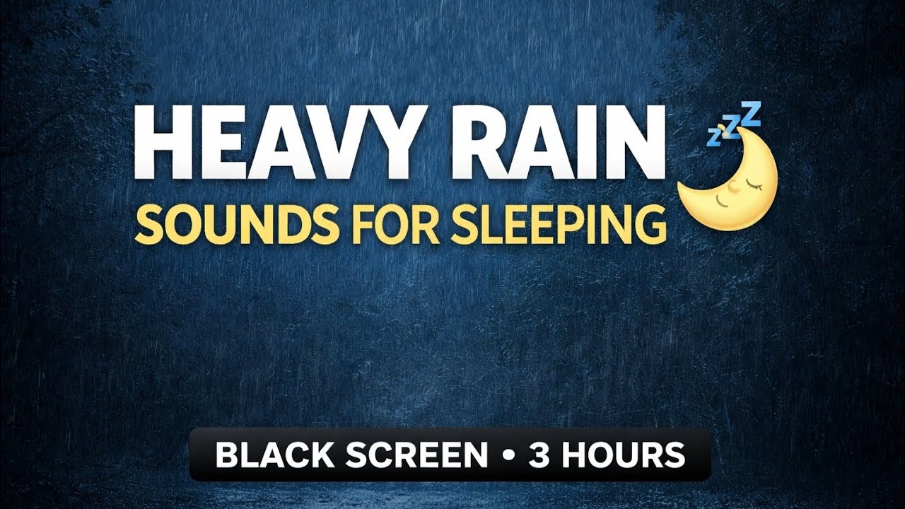 Heavy Rain at Night 🌧️ (3)  Hours Black Screen | Fall Asleep Fast”