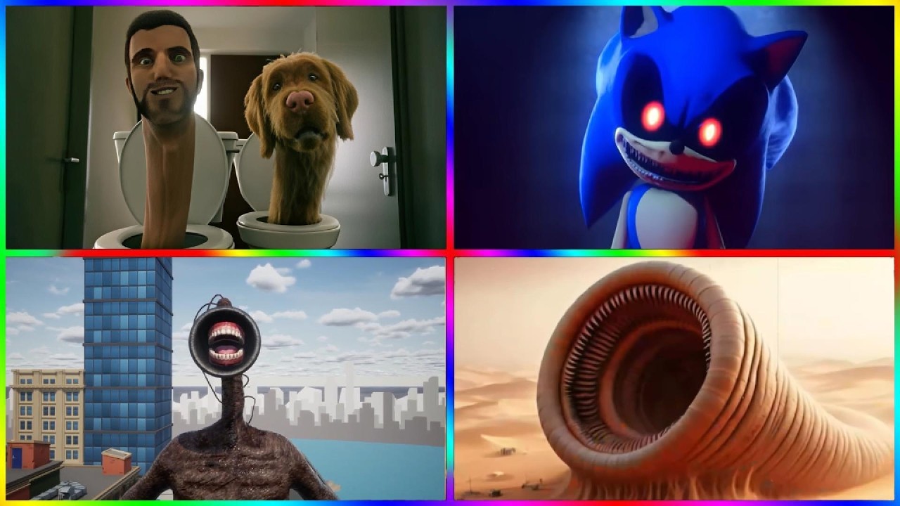 Skibidi Toilet  🆚 Sonic .Exe  🆚 Siren Head 🆚 Cartoon Worm  🎶 Tiles Hop EDM Rush