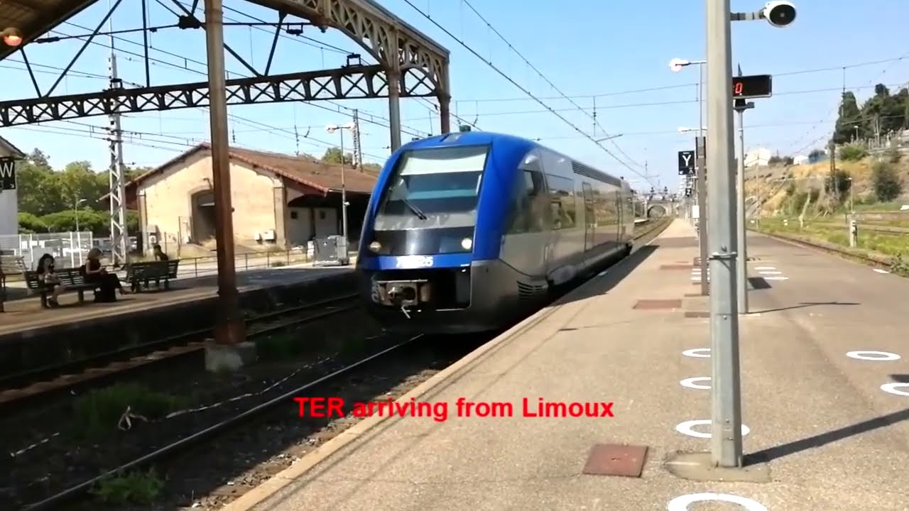 French trains - the journey from Carcassonne to Limoux in the South of France.