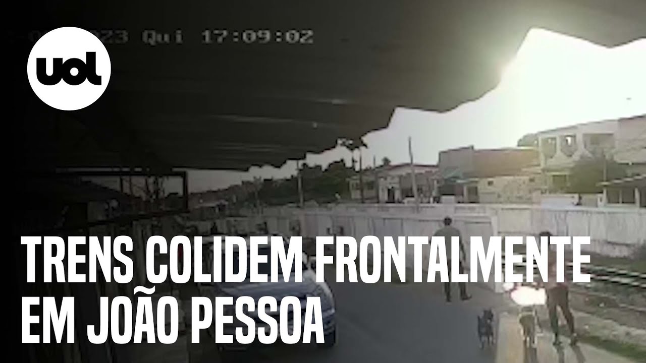 V&iacute;deo mostra momento em que trens colidem de frente na PB