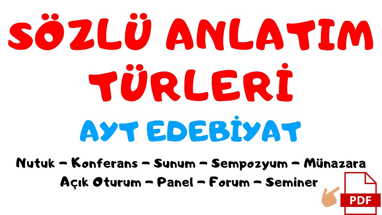Sözlü Anlatım Türleri AYT Edebiyat (Metinlerin Sınıflandırılması)  - Deniz Hoca