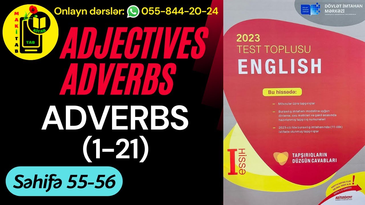 DİM YENİ TEST TOPLUSU 2023 İNGİLİS DİLİ | ADJECTIVES. ADVERBS | Adverbs 1-21 | Tam İzah