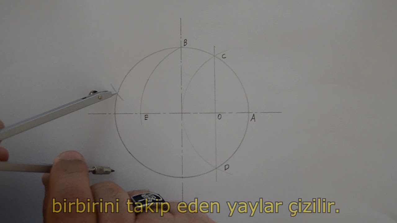 Daire içine BEŞGEN çizmek - Teknik Resim / Draw Pentagon in a Circle