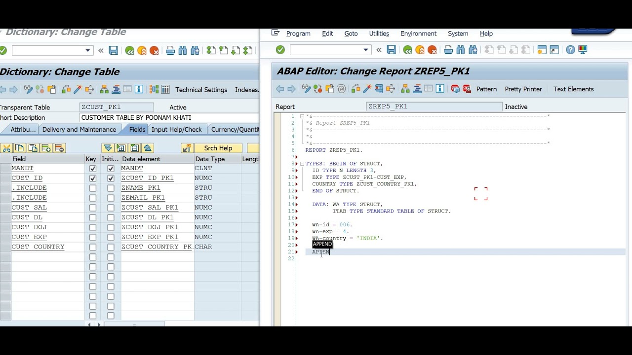 WORK AREA  and INTERNAL TABLE in SAP ABAP