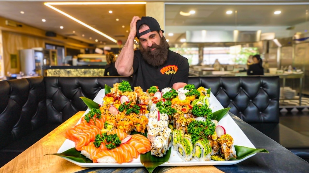 I ATTEMPTED ITALY'S UNBEATEN SUSHI CHALLENGE...GET &euro;1 CASH FOR EVERY PIECE YOU EAT! | BeardMeatsFood