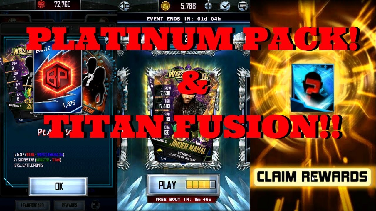 WM34 PLATINUM PACK!! & TITAN FUSION   |   WWE Supercard #76 (Season 4)