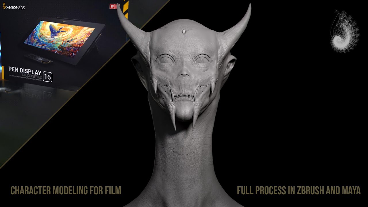Character 3d Modeling For Film VFX - Full Tutorial Maya, ZBrush, Houdini, Xencelabs Pen Display 16