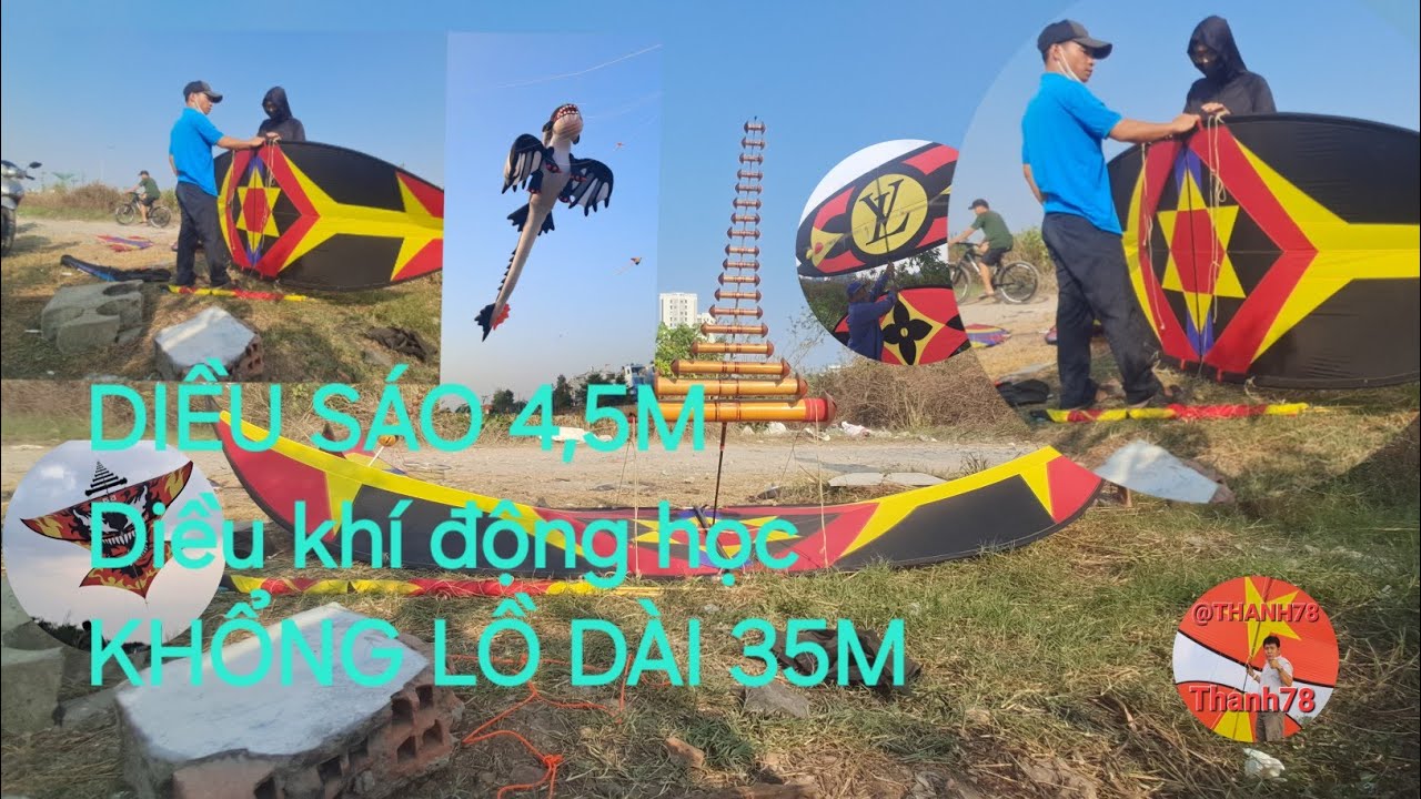 DIỀU SÁO 4,5m cụ ông 72 tuổi  là người lên diều.