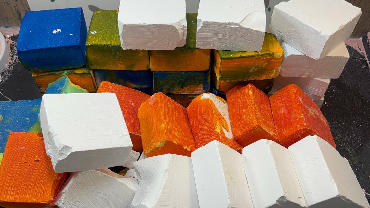 Orange Nkue and Green softes Chalk | Oddly Satisfying 