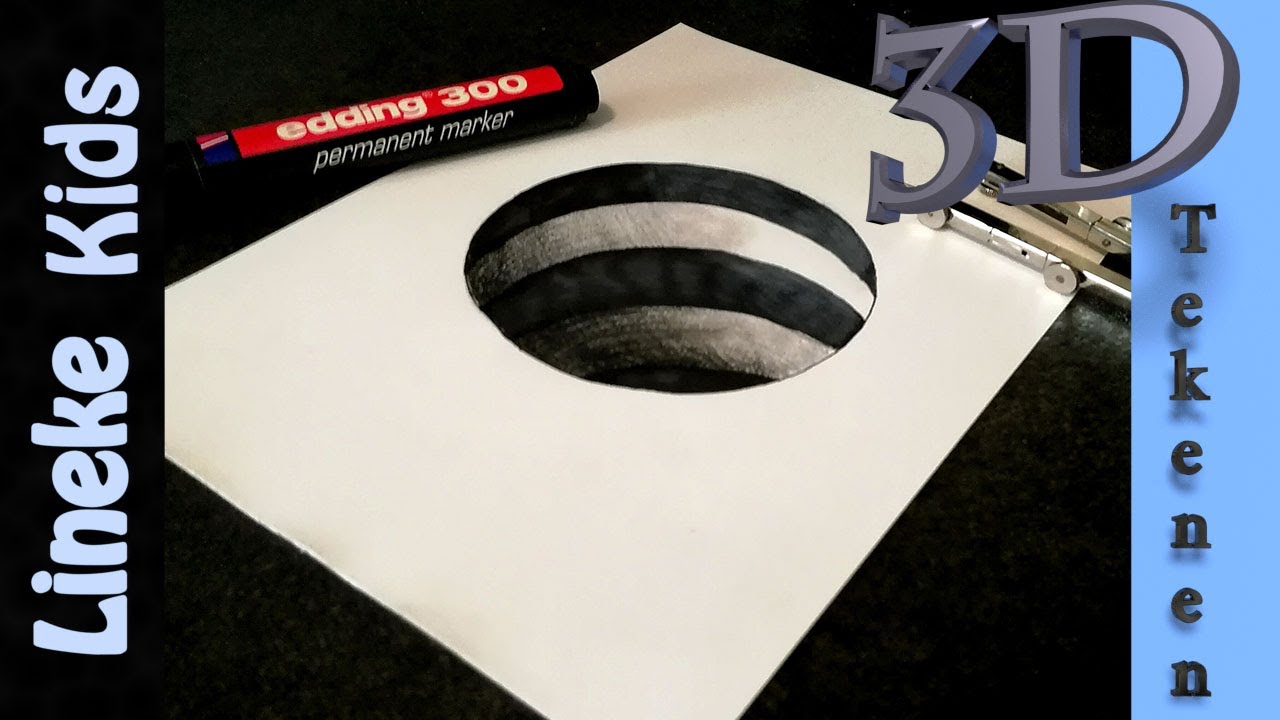 3D tekening ! GAT in papier tekenen in stappen! voor beginners