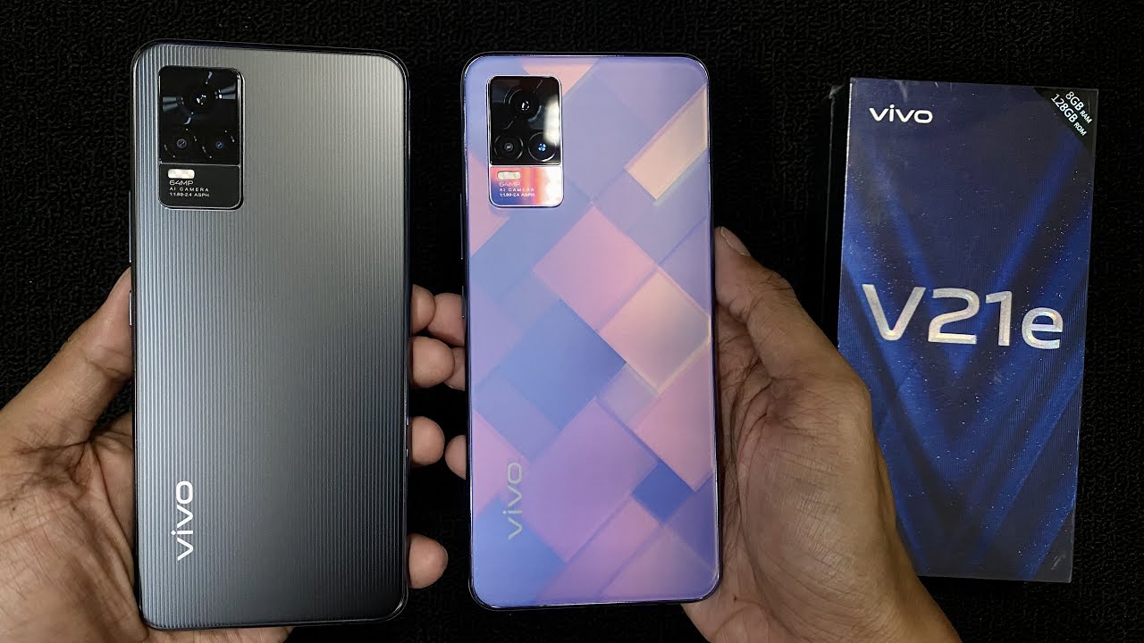 Vivo V21e Unboxing Quick Specs and Color Comparison Roman Black and Diamond Flare