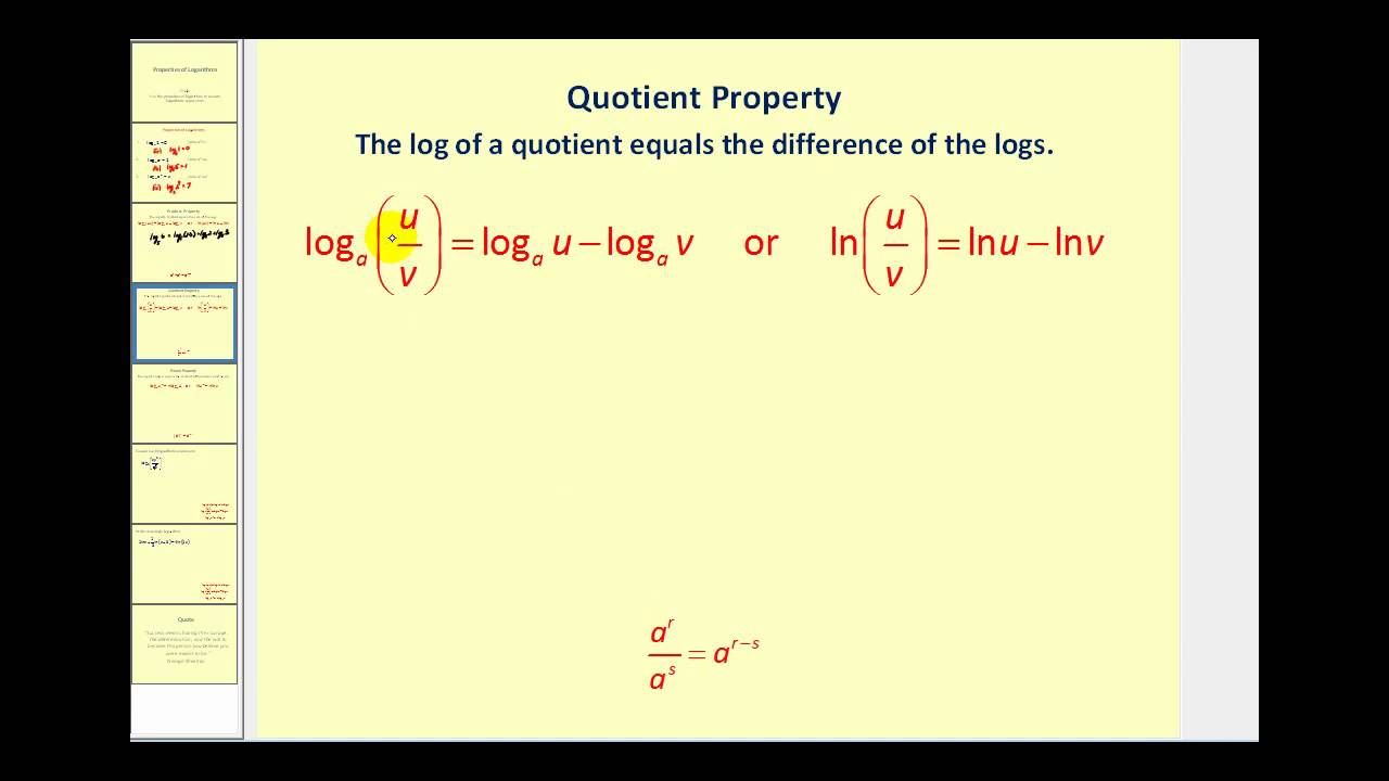 The Properties of Logarithms