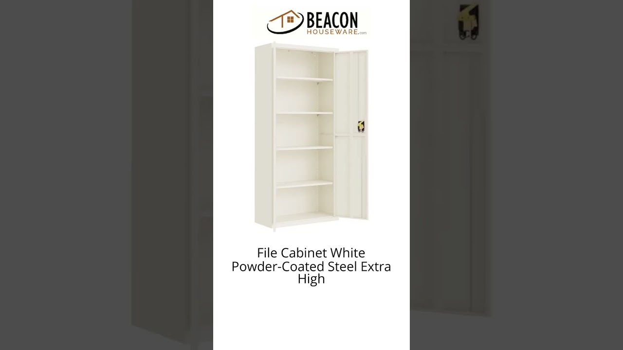 File Cabinet White Powder-Coated Steel Extra High