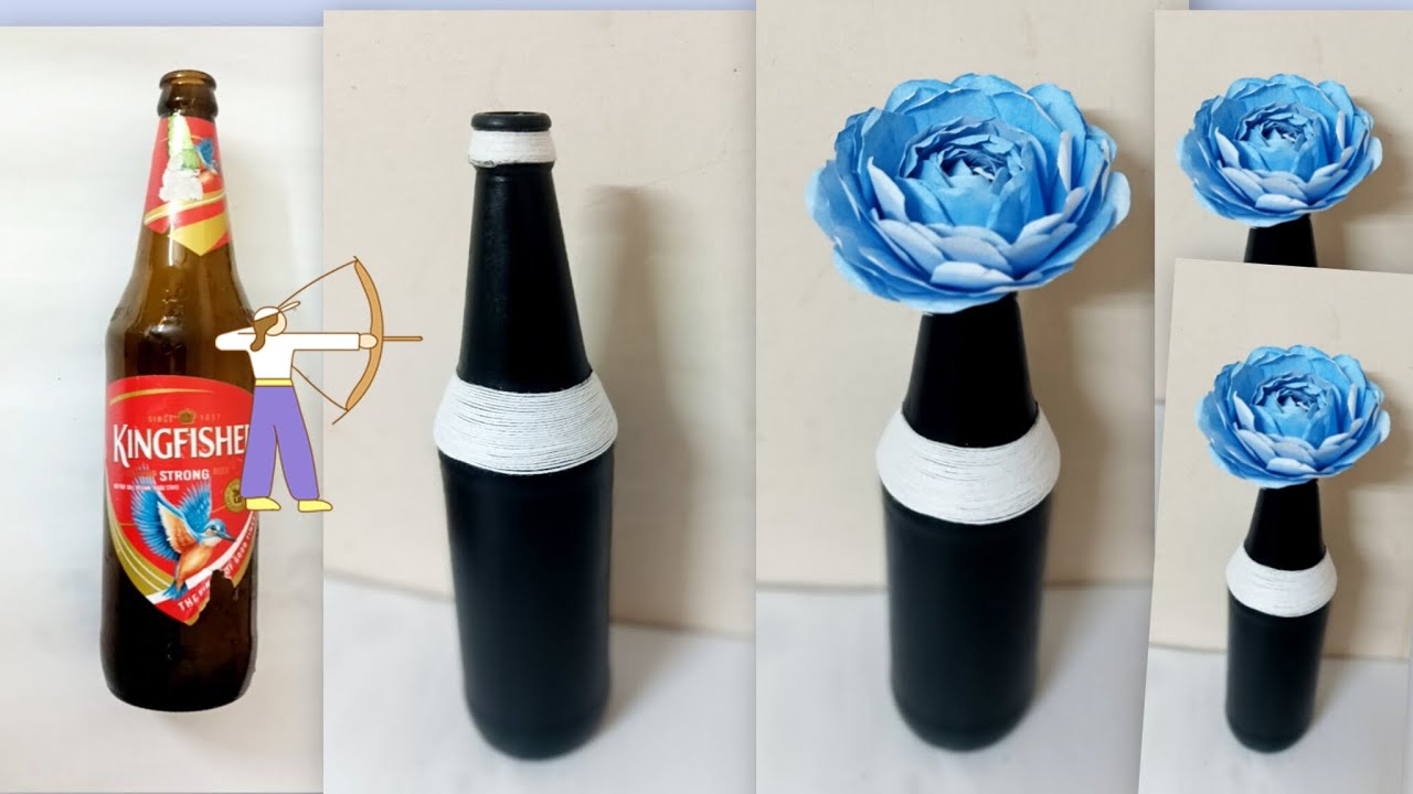 #DIY//Glass bottle painting🪻using Kingfisher beer bottle#Sailu Artistry #creativity🪻🪻🪻🪻