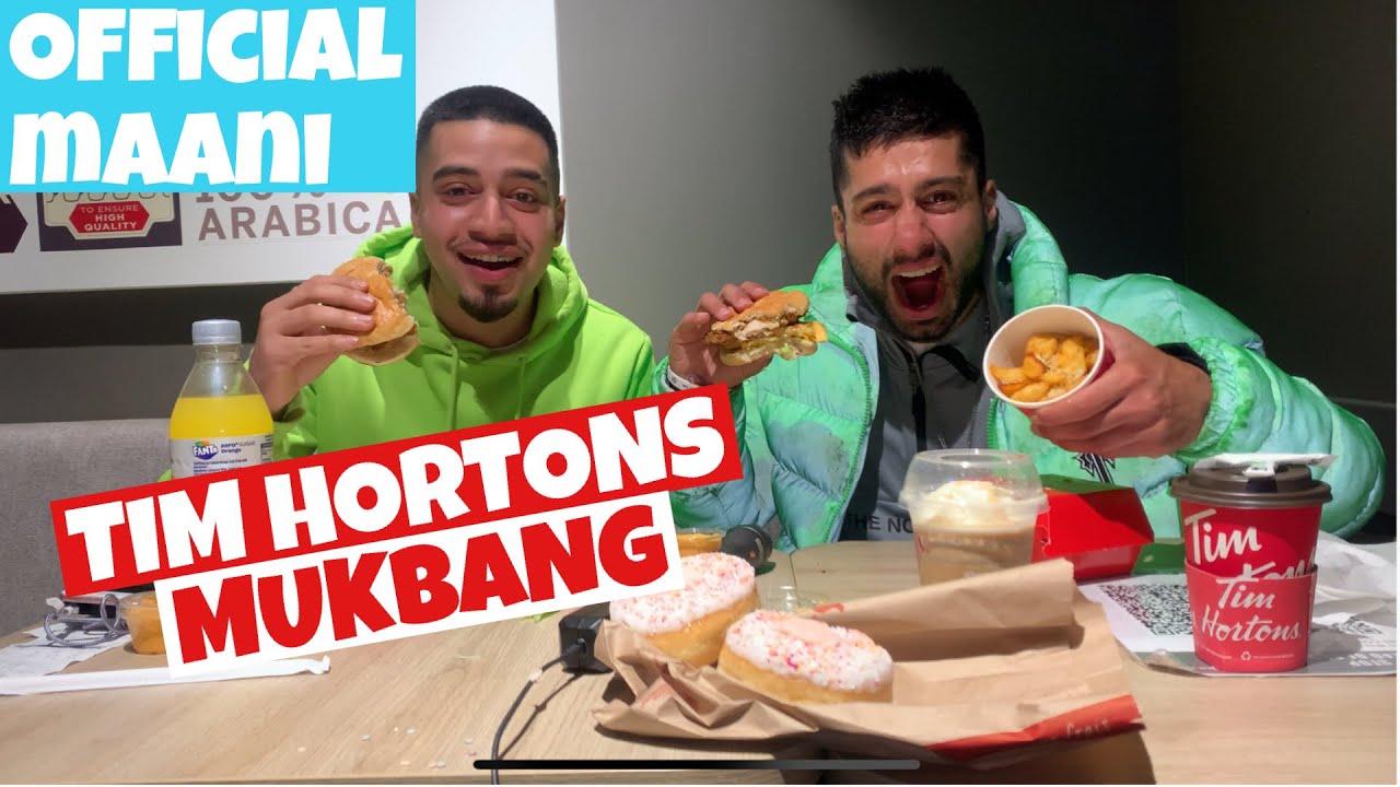 TIM HORTONS MUKBANG WITH MAANI  | CHICKEN FILLET BURGER + WEDGES + DOUGHNUTS | OFFICIAL MAANI |