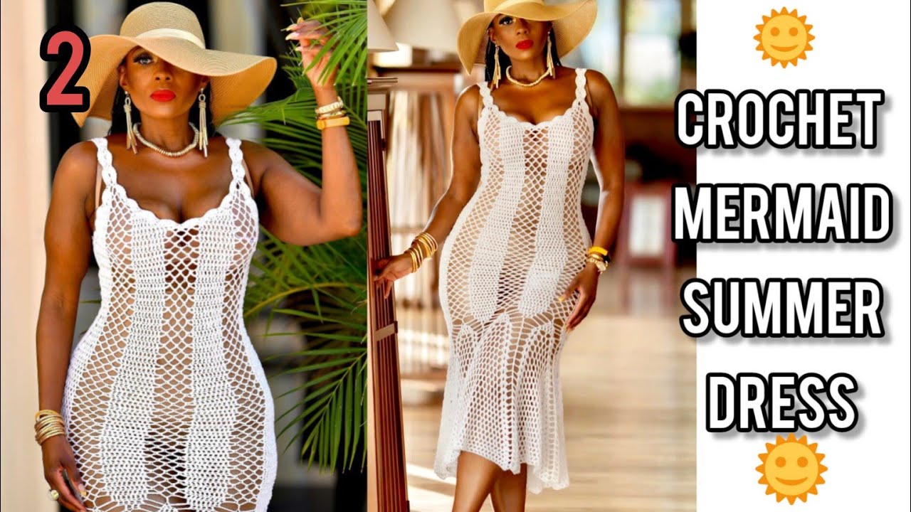 Tutorial] (slower version part 2)Crochet A Mermaid Dress | Summer Crochet Dress- C_Clean Crochê
