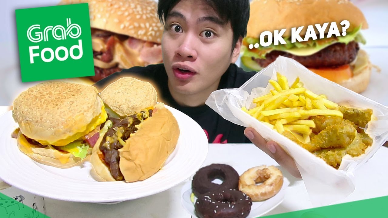 MURANG 'PREMIUM' BURGERS SA GRAB FOOD?! + konting DONUT & PISENTYIPS
