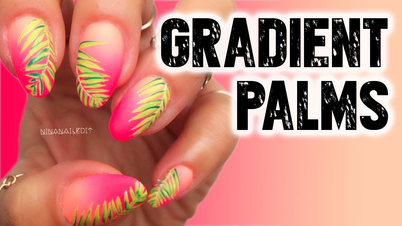 Simple Gradient Palm Nail Art Tutorial