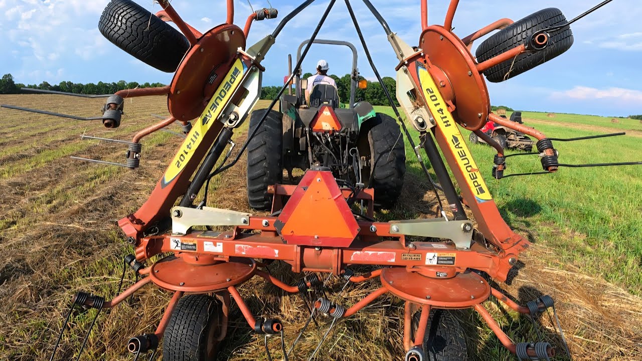 Tedding Hay with the Pequea HT4102 and the John Deere 5300!