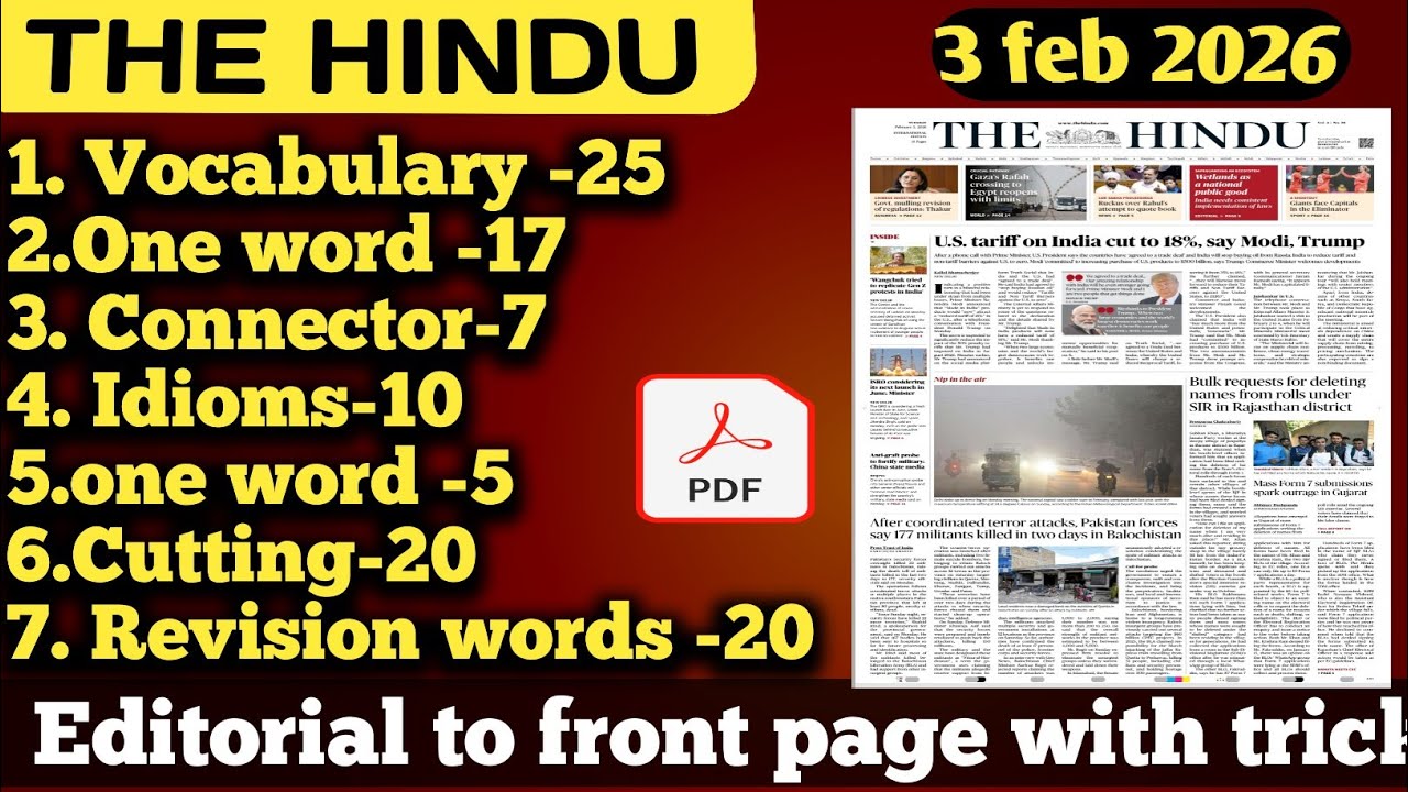 The hindu 3 Feb 2026 vocabulary || hindu vocabulary analysis || daily vocabulary analysis 