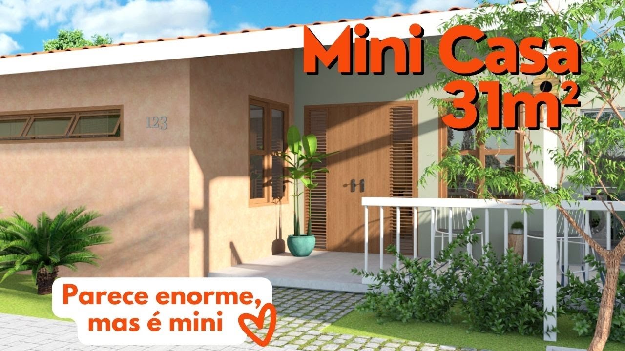 Mini Casa 31m² - Em L com jardim de inverno no quarto😍