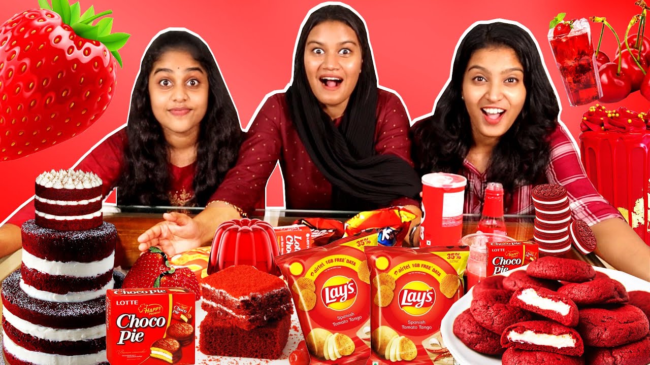 EATING ONLY RED COLOUR FOOD FOR 24 HOURS ❤️CHALLENGE | PULLOTHI