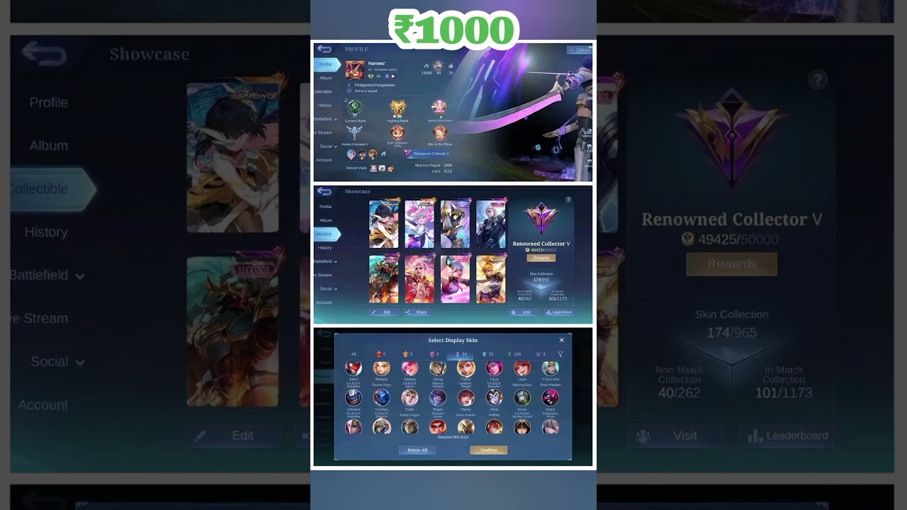 MLBB ACCOUNT FOR SALE! (Mythic Glory, 100+ Skins, Rare Limited) - Cheap & Fast #mlbb