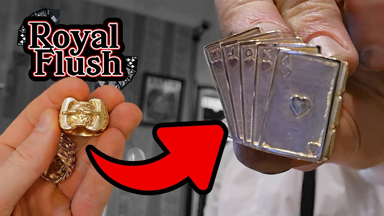 Gold Royal Flush Ring From Customer&rsquo;s Old Scrap Gold | Custom Jewellery Transformation