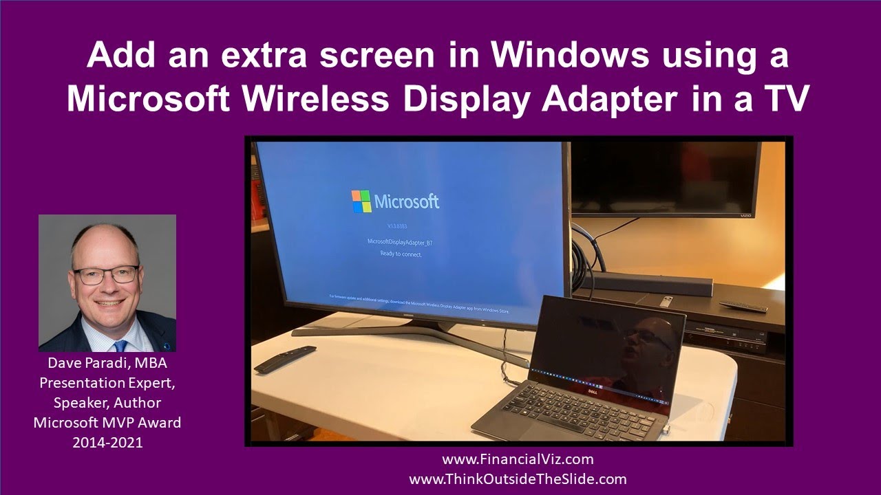 Добавьте дисплей в Windows с помощью беспроводного адаптера дисплея Microsoft на телевизоре