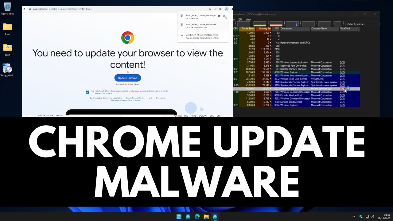 Поддельное вредоносное ПО для обновления Chrome