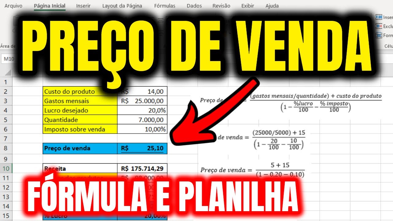COMO CALCULAR O PREÇO DE VENDA DE UM PRODUTO NO EXCEL!