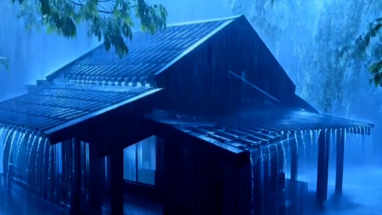 Rain & Thunder Sounds – Relieve & Goodbye Stress with Heavy Rain and Thunder on a Tin Roof at Night.