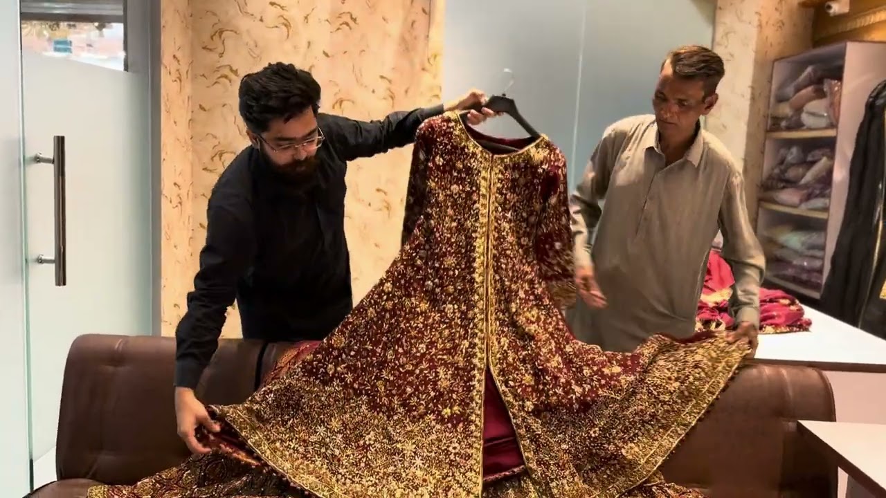 Heavy load work farshi sharara in umar bridal studio 