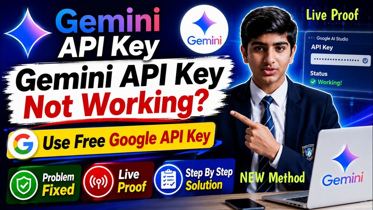 Gemini API Key Not Working? Fix with FREE Google API Key | Live Proof | Step-by-Step Guide (2026)