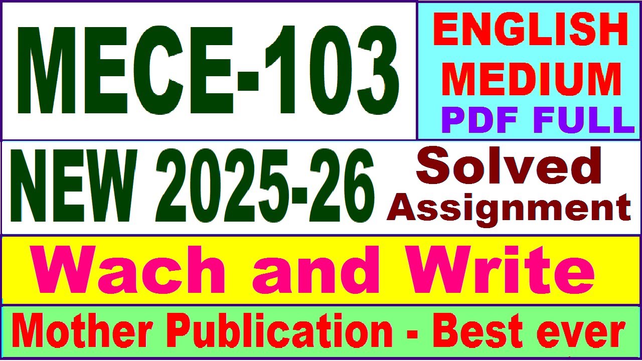 MECE 103 solved assignment 2025-26 in English || mece 103 solved assignment 2026 || ignou mece103