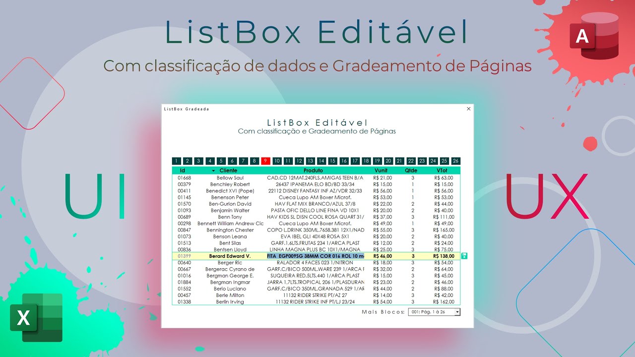 [ListBox UI & UX Editável] Excel VBA