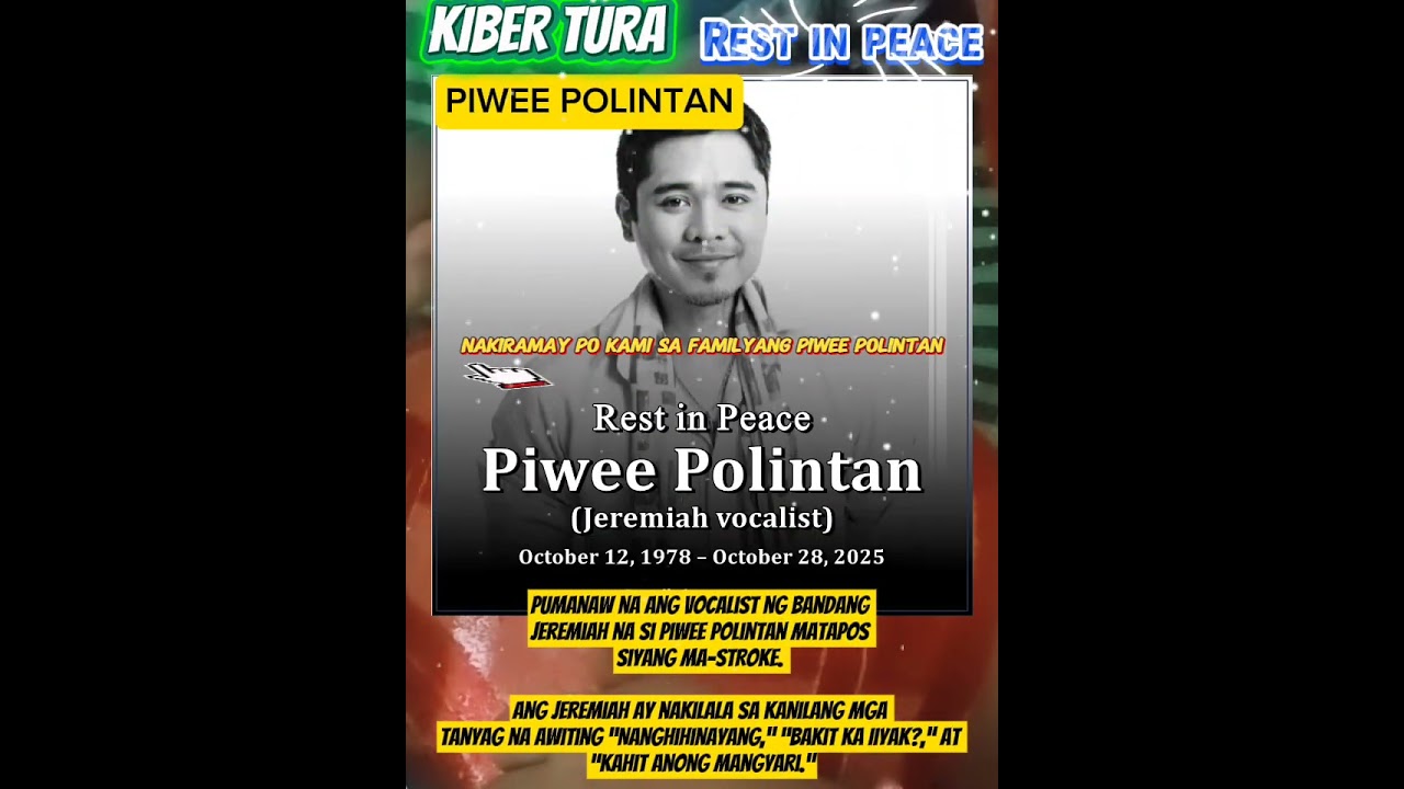 Pumanaw na ang vocalist ng bandang Jeremiah na si Piwee Polintan matapos siyang ma stroke#news#trend