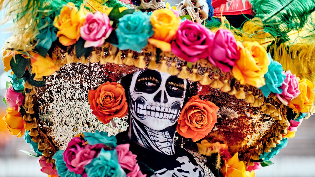 This is Day of The Dead Parade in Mexico City (Día De Muertos)