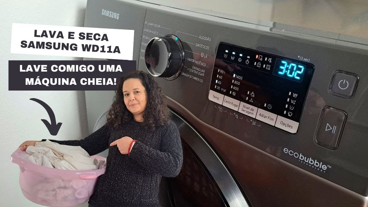 LAVANDO UMA MAQUINA CHEIA NA LAVA E SECA SAMSUNG WD11A