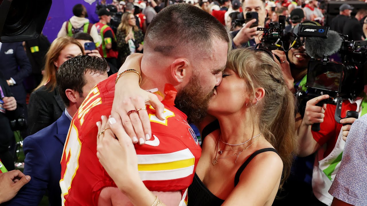 Taylor Swift and Travis Kelce KISS After Chiefs Super Bowl Win!