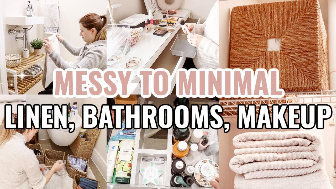MESSY TO MINIMAL | Linen Closet, Makeup, Bedroom | Minimalist Extreme Clean and Declutter with Me