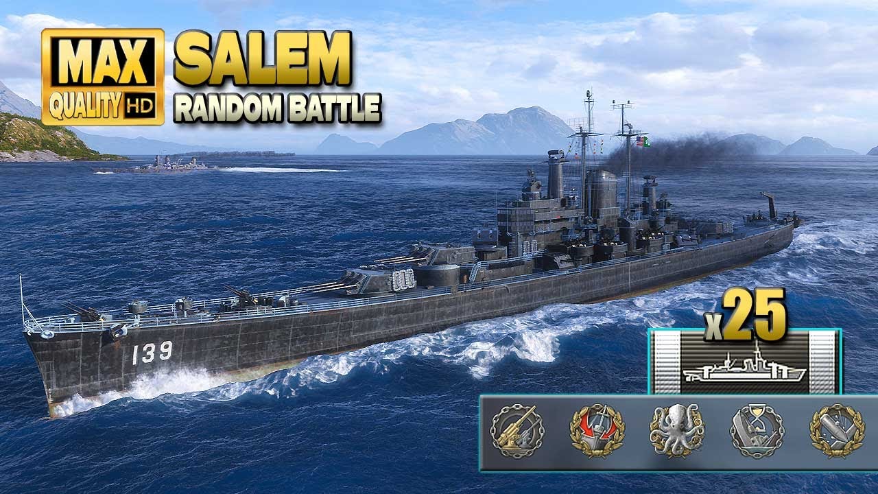Cruiser Salem: Отличная игра на 4,4k Base XP - World of Warships