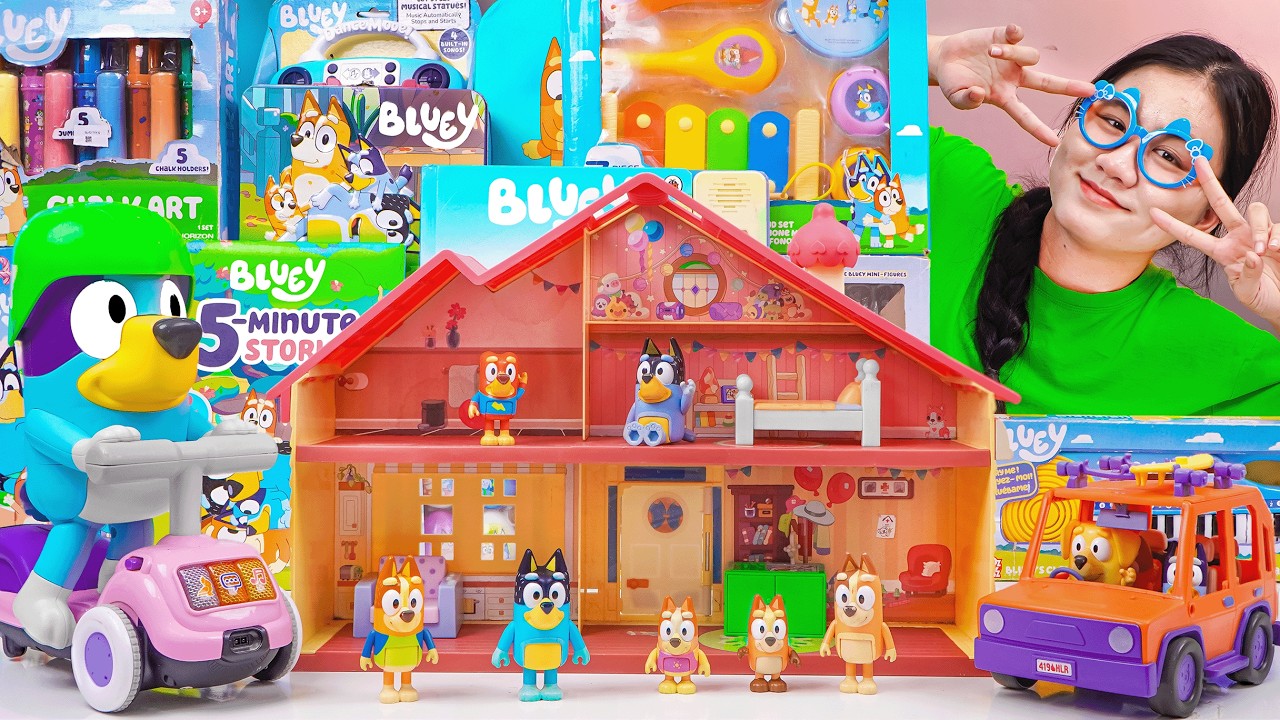 Bluey Toy Collection Unboxing Review 💙 Bluey Family Home Playset & Bluey Scooter Time Bluey